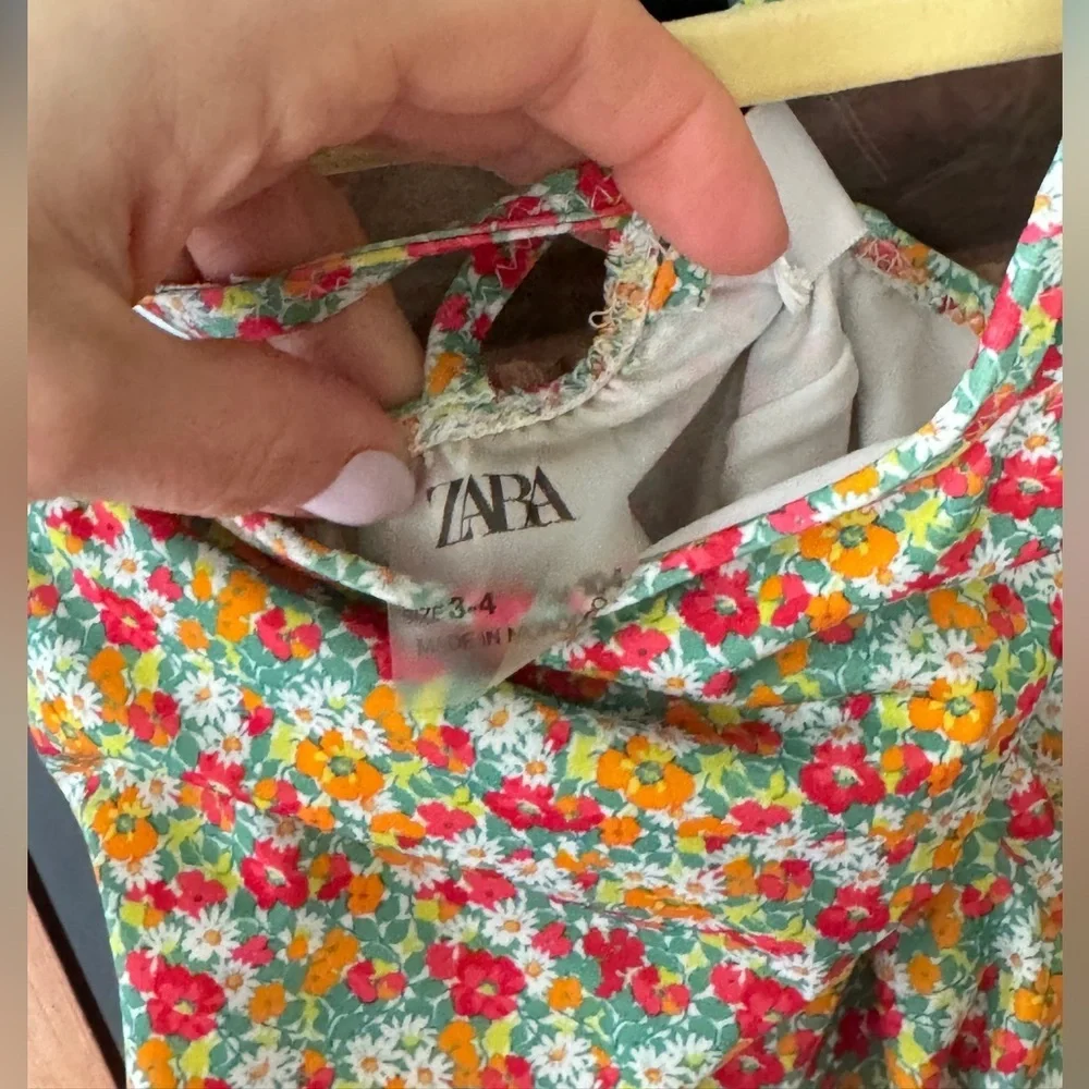 Zara Kids floral one piece swimsuit ruffle criss cross ditsy print toddler girl
